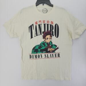 Demon Slayer Tanjiro Kamado Kanji Graphic T-Shirt Cream Aniplex Size L